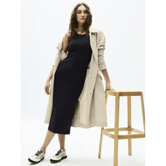 NWT Athleta Luna Trench Coat Beige Lightweight Utility Jacket Womens L - Picture 1 of 5